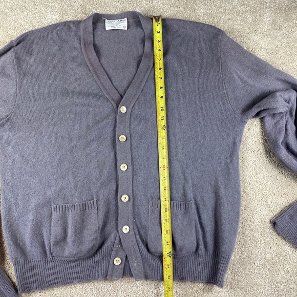 Jeff Lamb Lord Jeff Mens XL Gray V Neck Cardigan Sweater 75% Lambswool 25% Nylon - Picture 5 of 8